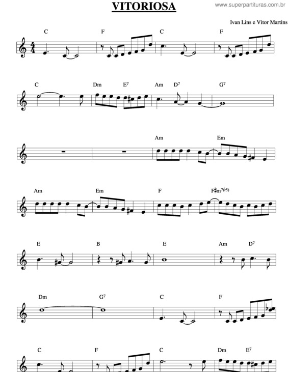 Partitura da música Vitoriosa v.2