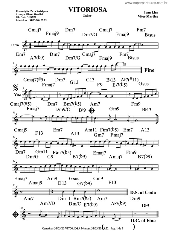 Partitura da música Vitoriosa v.4