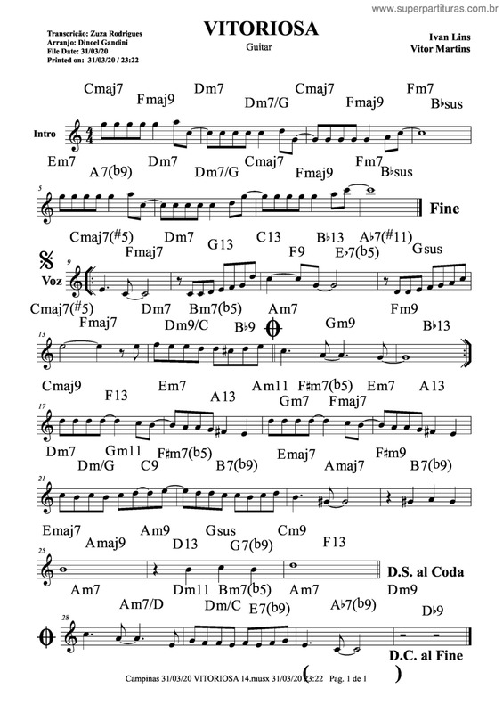 Partitura da música Vitoriosa v.4