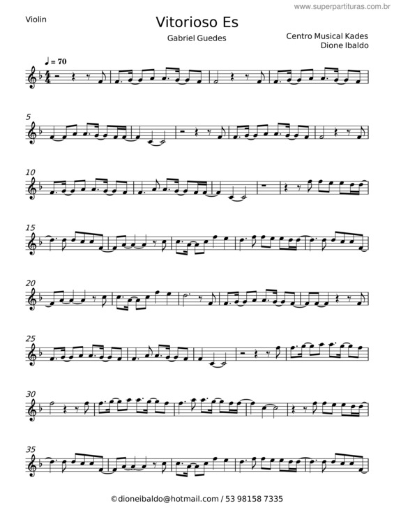 Partitura da música Vitorioso Es – Julia Vitória