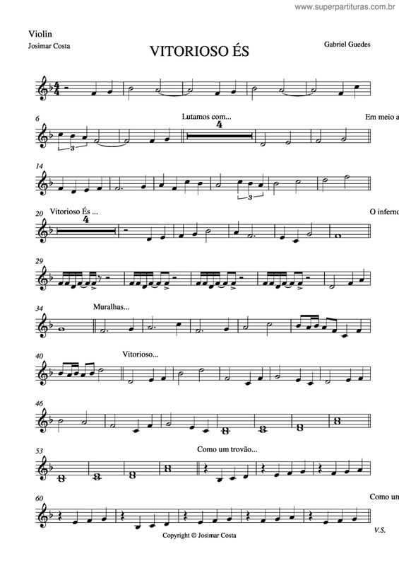 Partitura da música Vitorioso És v.12