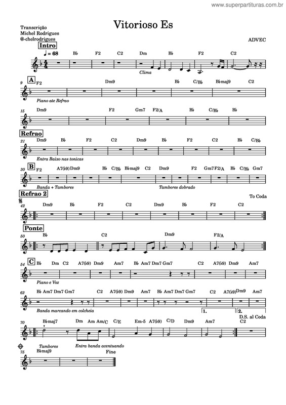 Partitura da música Vitorioso És v.15