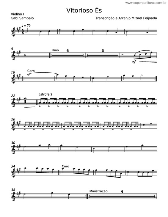 Partitura da música Vitorioso És v.16