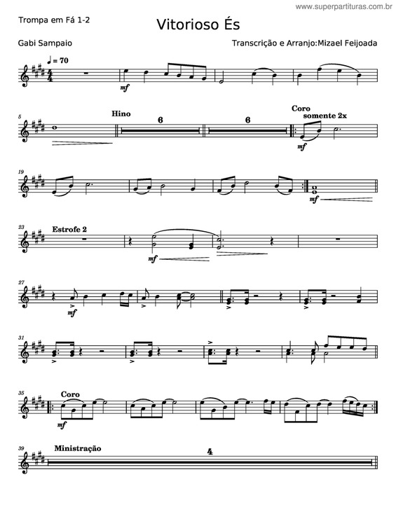 Partitura da música Vitorioso És v.17
