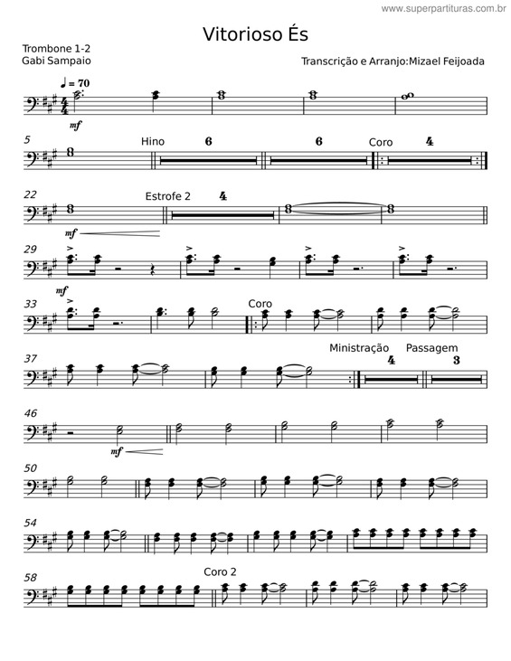 Partitura da música Vitorioso És v.18