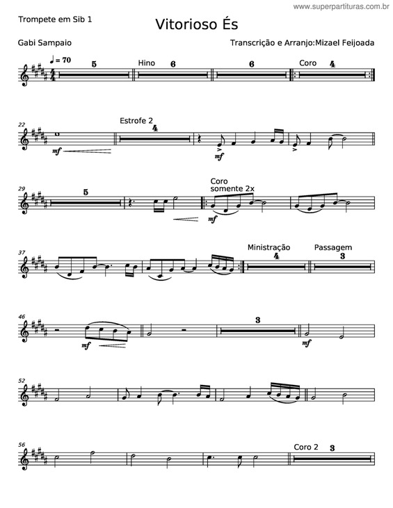 Partitura da música Vitorioso És v.19