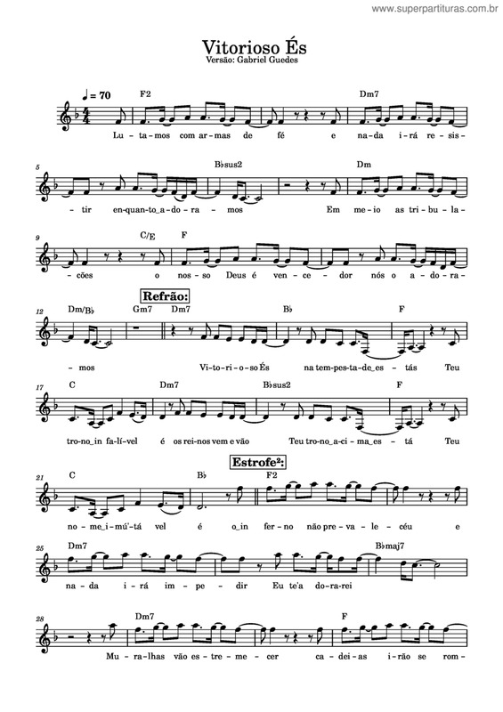 Partitura da música Vitorioso És v.2