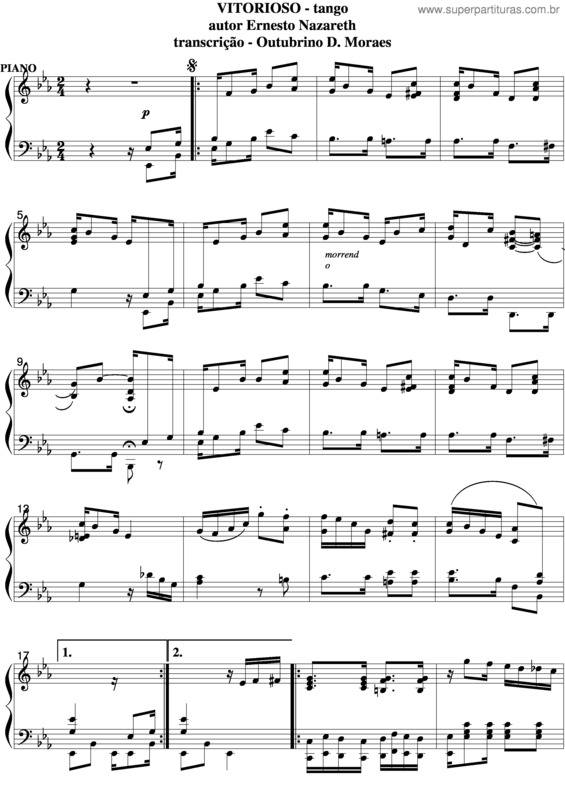 Partitura da música Vitorioso