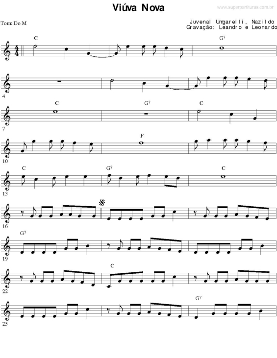 Partitura da música Viúva Nova