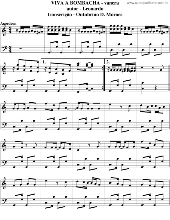 Partitura da música Viva A Bombacha v.2