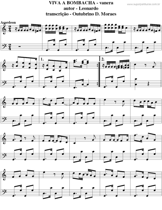 Partitura da música Viva A Bombacha