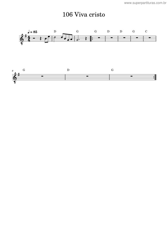 Partitura da música Viva A Cristo – Hino Da Harpa Cristã 106