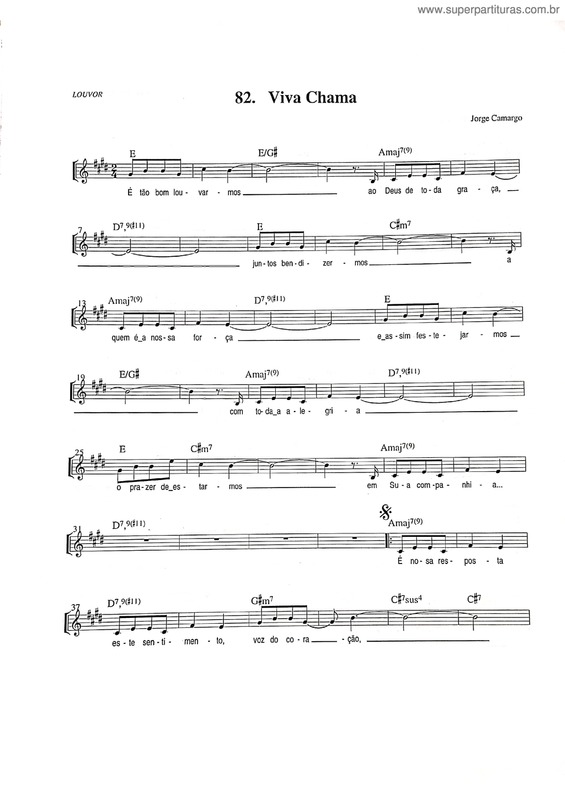 Partitura da música Viva Chama v.2