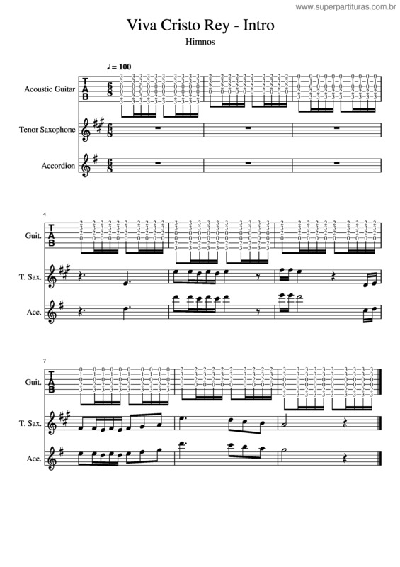 Partitura da música Viva Cristo Rey – Intro