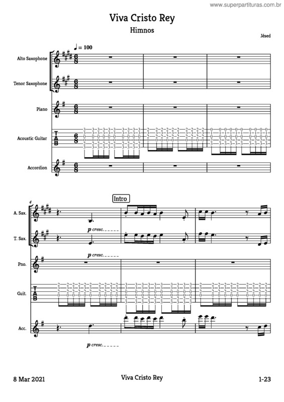 Partitura da música Viva Cristo Rey – Jésed