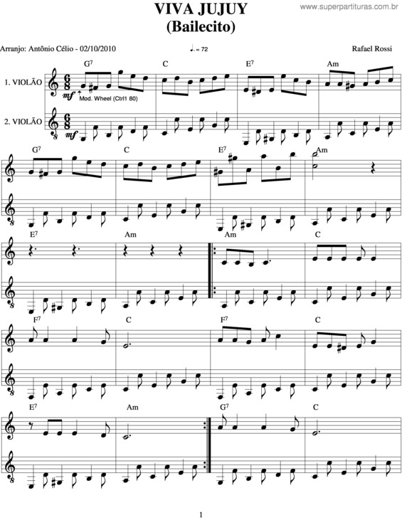 Partitura da música Viva Jujuy v.2