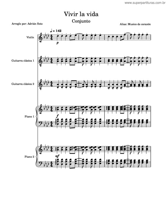 Partitura da música Viva La Vida – Coldplay Arreglo Conjunto Instrumental