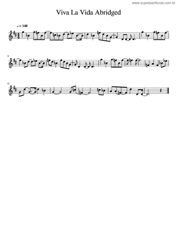 Partitura da música Viva La Vida Abridged
