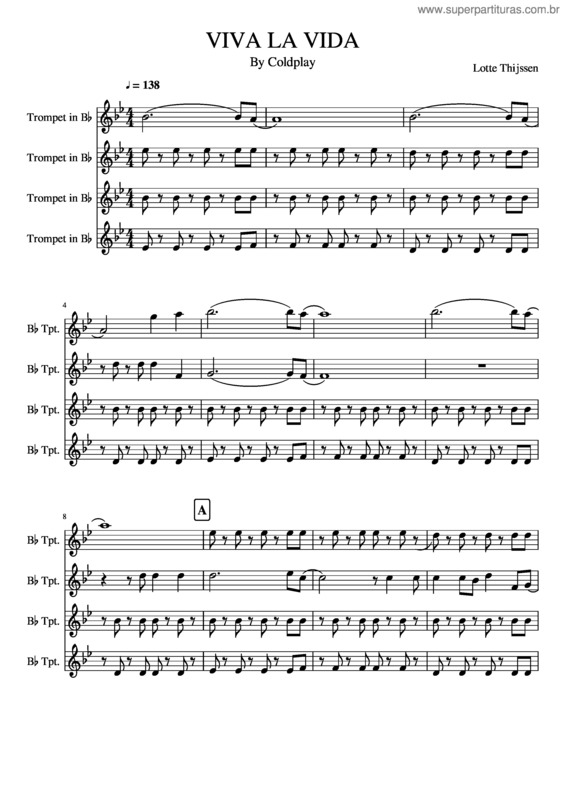 Partitura da música Viva La Vida Akkoorden