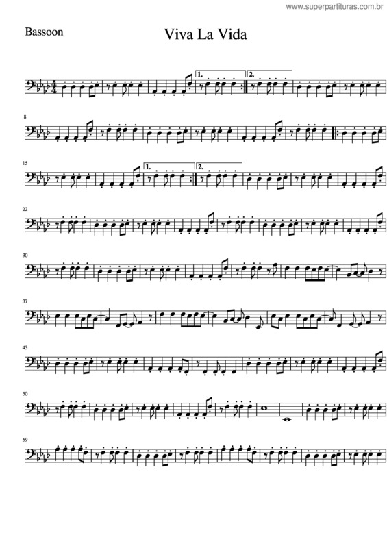 Partitura da música Viva La Vida Bassoon