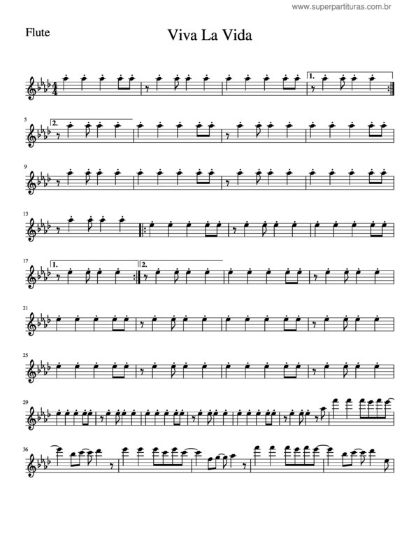 Partitura da música Viva La Vida Flute