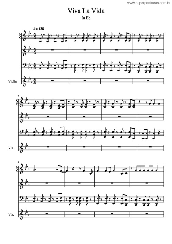 Partitura da música Viva La Vida In Eb