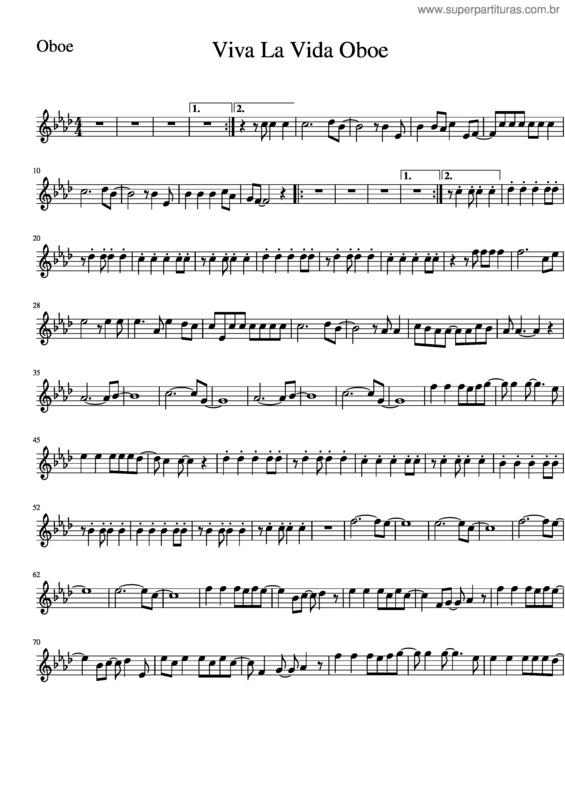 Partitura da música Viva La Vida Oboe