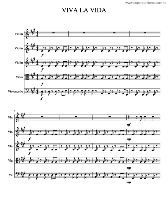 Partitura da música Viva La Vida Strings