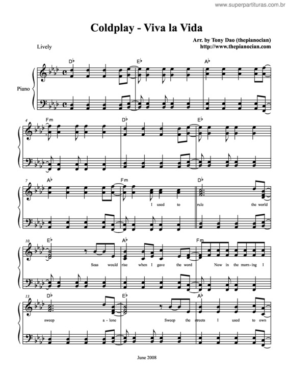 Partitura da música Viva La Vida v.13