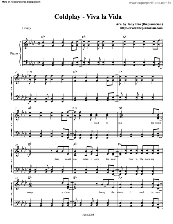 Partitura da música Viva La Vida v.17