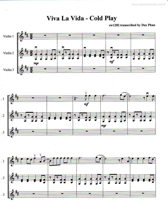 Partitura da música Viva la Vida v.2