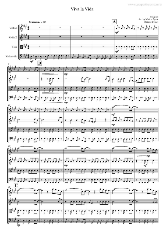 Partitura da música Viva la Vida v.3