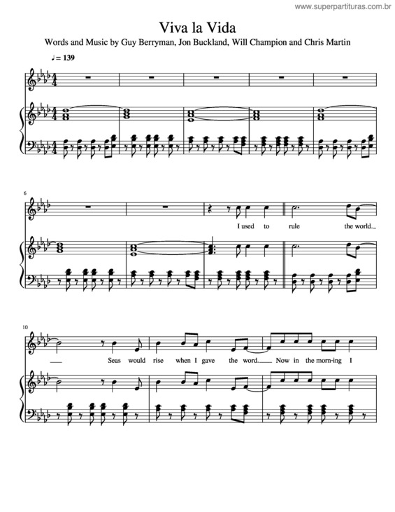 Partitura da música Viva La Vida v.49