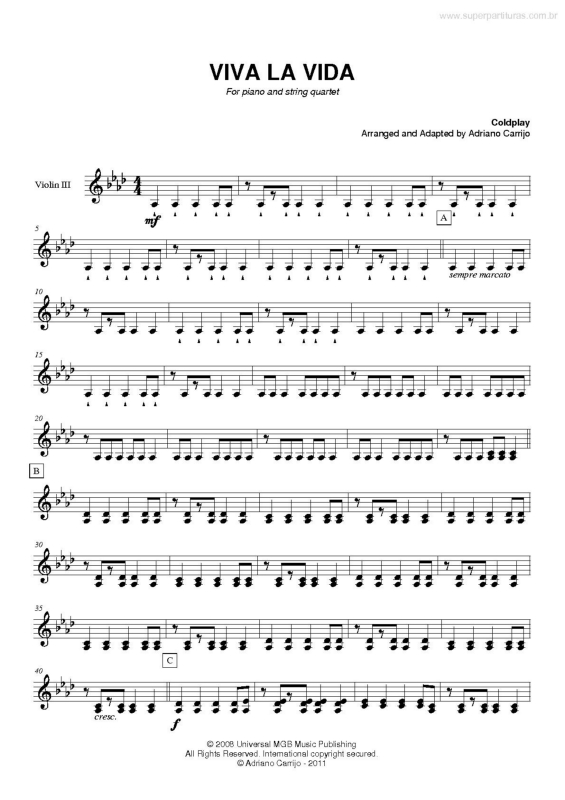 Partitura da música Viva la Vida v.6