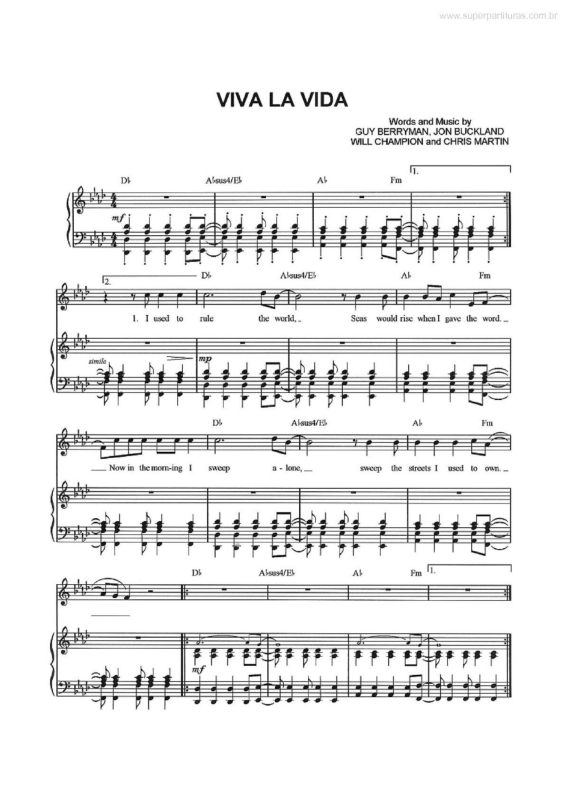 Partitura da música Viva la Vida v.8