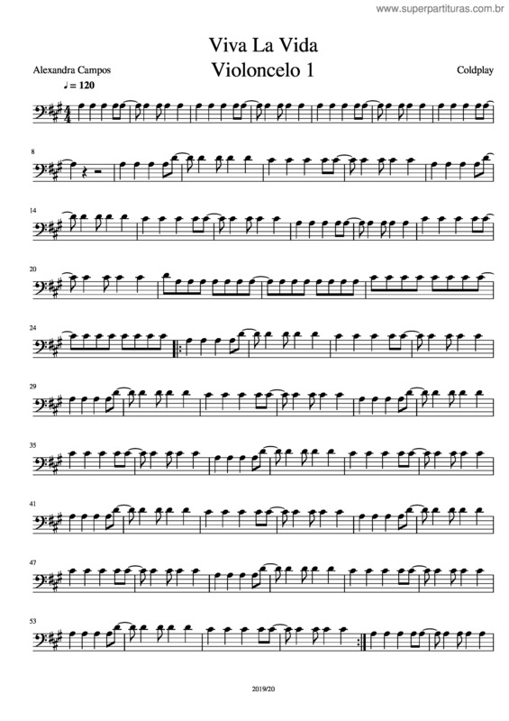 Partitura da música Viva La Vida Violoncelo 1
