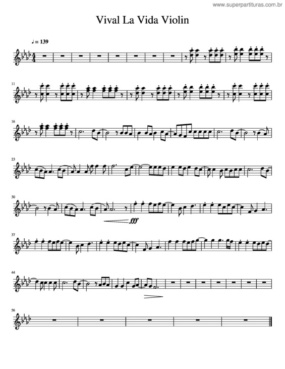 Partitura da música Vival La Vida Violin