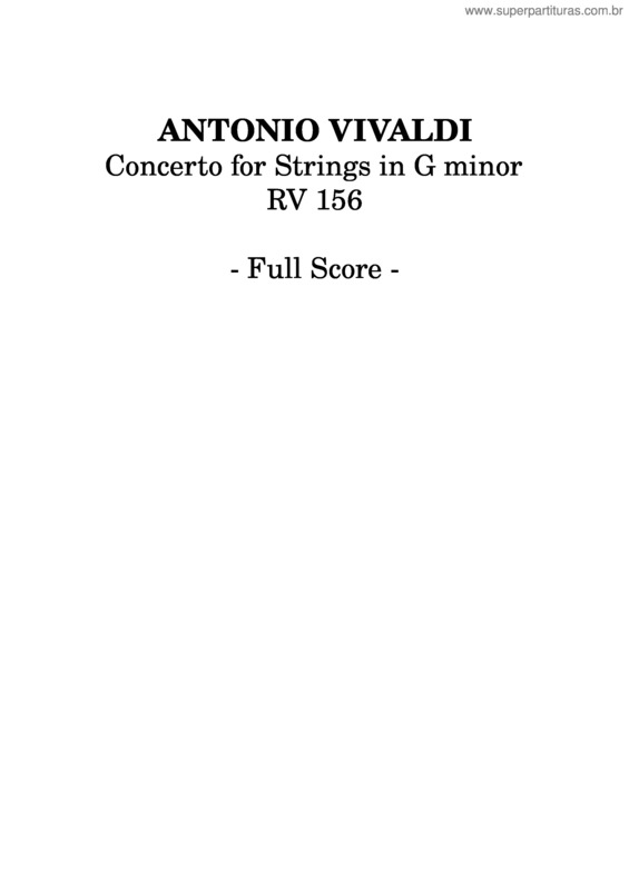 Partitura da música Vivaldi – Concerto For Strings In G Minor, Rv 156