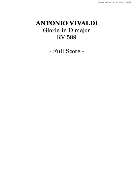 Partitura da música Vivaldi – Gloria In D Major, Rv 589