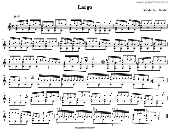 Partitura da música Vivaldi: Largo From Lute Concerto In D
