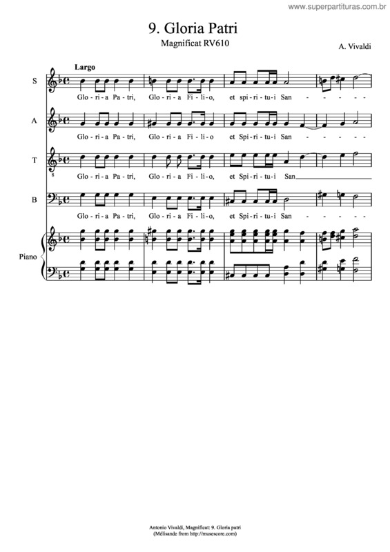 Partitura da música Vivaldi, Magnificat: 9. Gloria Patri