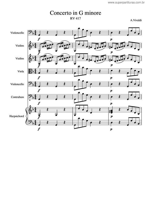 Partitura da música Vivaldi Concerto For Cello In Gm Rv417