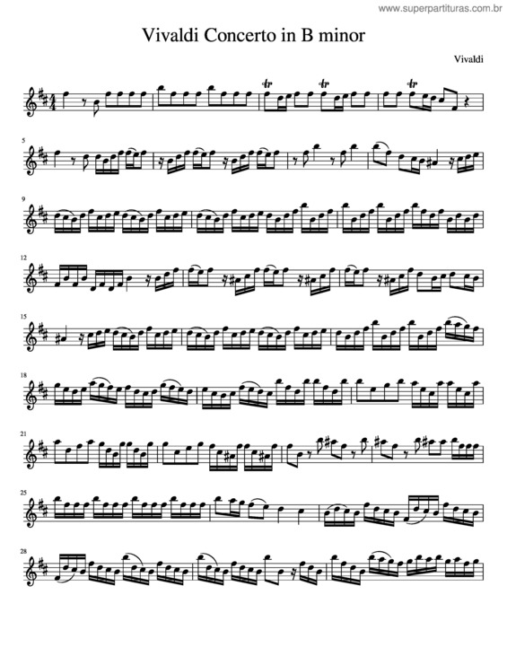 Partitura da música Vivaldi Concerto In B Minor, Rv 580, Movement 1 Solo Violin Parts