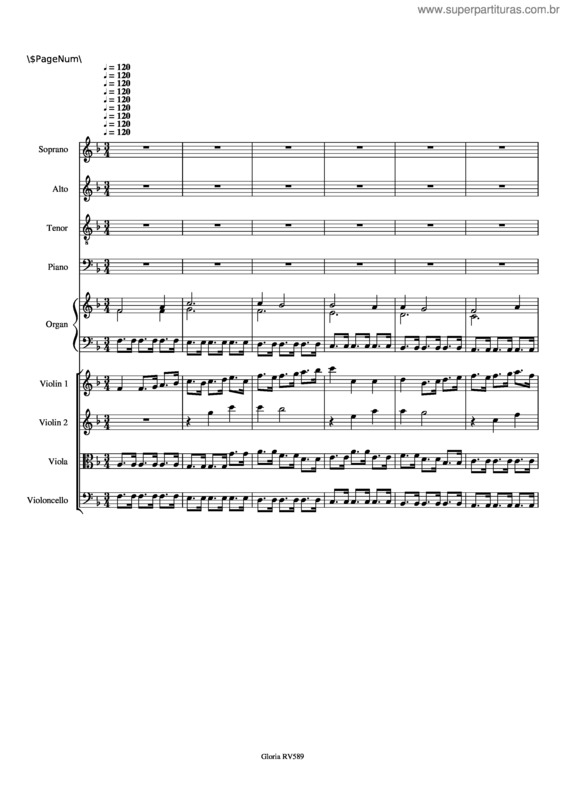 Partitura da música Vivaldi Gloria 7 Domine Fili Unigenite v.2