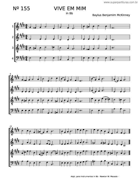 Partitura da música Vive Em Mim – Baylus Benjamim Mckinney