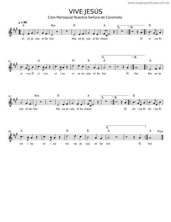 Partitura da música Vive Jesús v.2