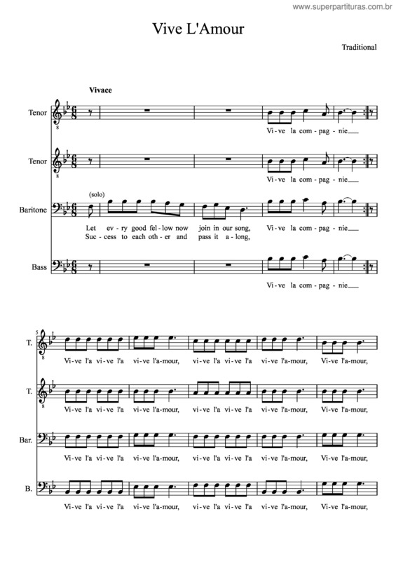 Partitura da música Vive L`Amour