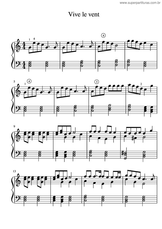 Partitura da música Vive Le Vent – Intermdiaire
