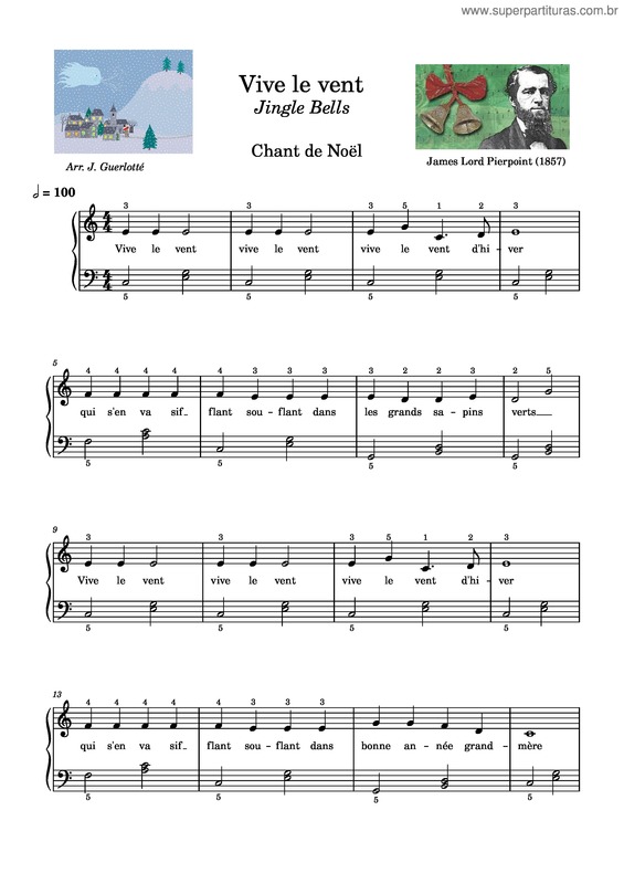 Partitura da música Vive Le Vent – James Lord Pierpoint