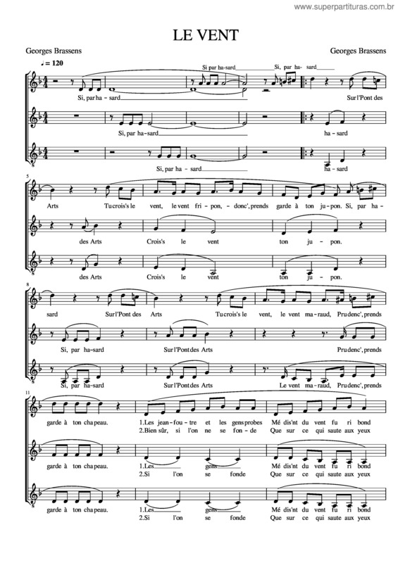 Partitura da música Vive Le Vent – Misc Traditional Le Vent